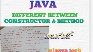 Different Between Constructor Method in Java in Telugu lasyatech