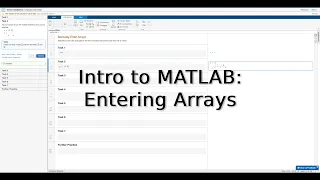 Intro to MATLAB Onramp - Lesson 7 Entering Arrays
