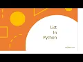 Python list tutorial with adding removing updating elements along with list sorting and merging