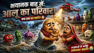 भयानक बाढ़ में डूबा सब्जियों का गाँव 😱 आखिर कैसे बचेगा पूरा परिवार? | Emotional Story