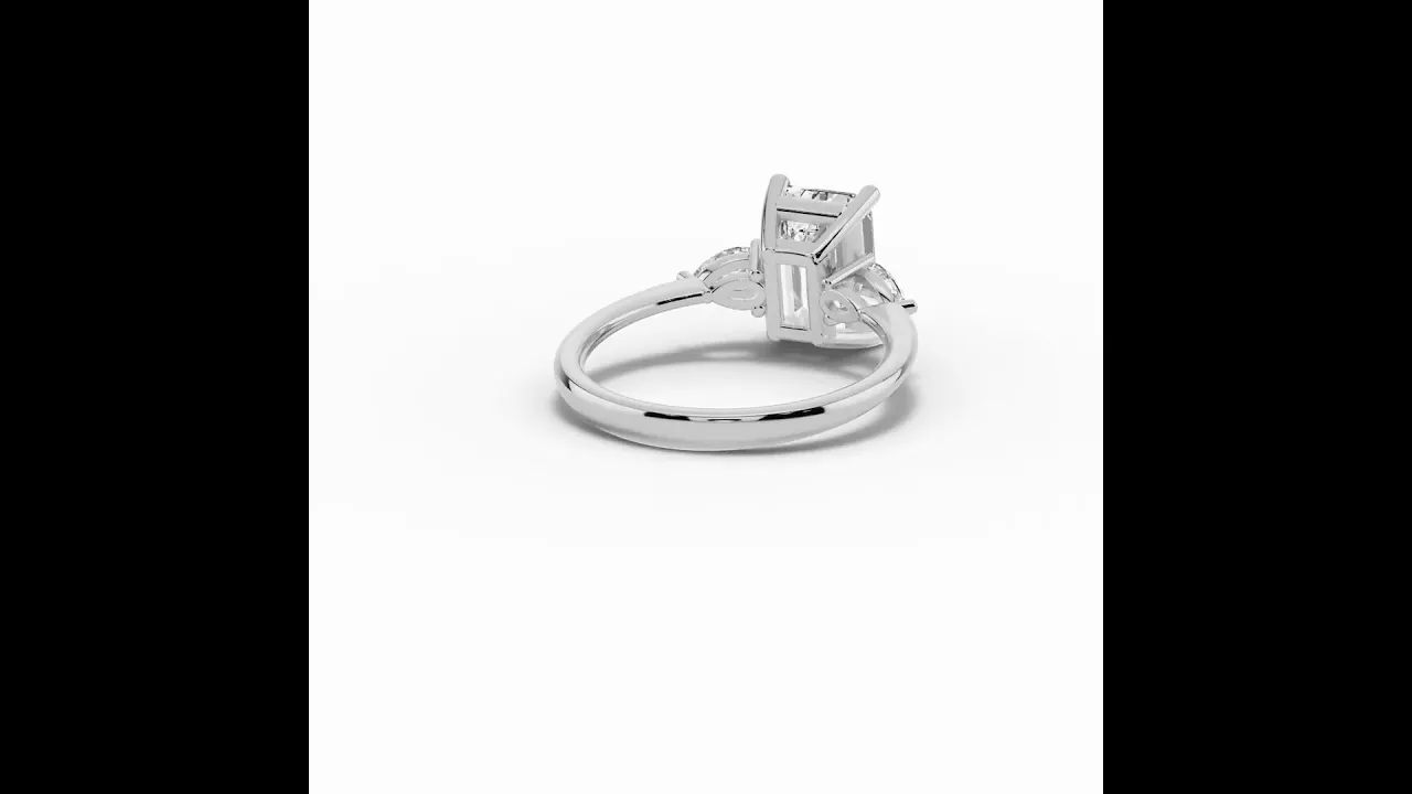 Vionne Emerald Cut Three-Stone Engagement Ring