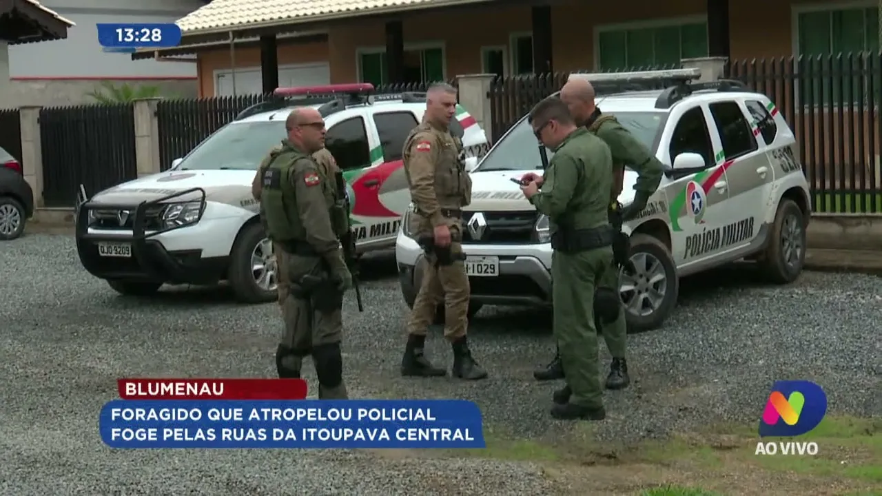 Blumenau: foragido que atropelou policial foge pelas ruas da Itoupava Central