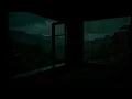 Heavy Rain Sounds in Outside the Window Bedroom  | Night Warn Atmosphere for Relax, Focus and Sleep