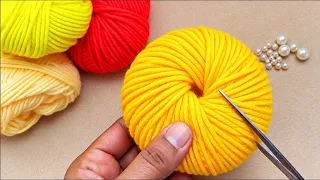 Super Easy 5 Beautiful Hand Embroidery Flower making ideas with Woolen Yarn | Easy sewing hack