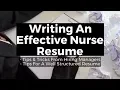 Nurse Resume Writing A Effective Resume