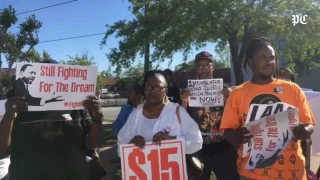 Workers and activists gather in front of ILA 1422 Headquarters in Charleston to rally for Fight for