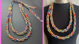 💖 DIY Beautiful Liberty Fabric 2  Layers Plaited Statement Necklace | Colar | ਹਾਰ | हार | Collana