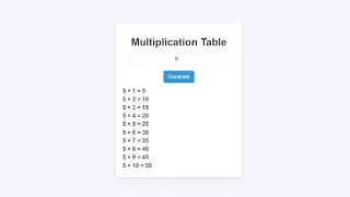 Frontend Projects Multiplication Table Generator HTML CSS And JavaScript - Learn JavaScript Loops