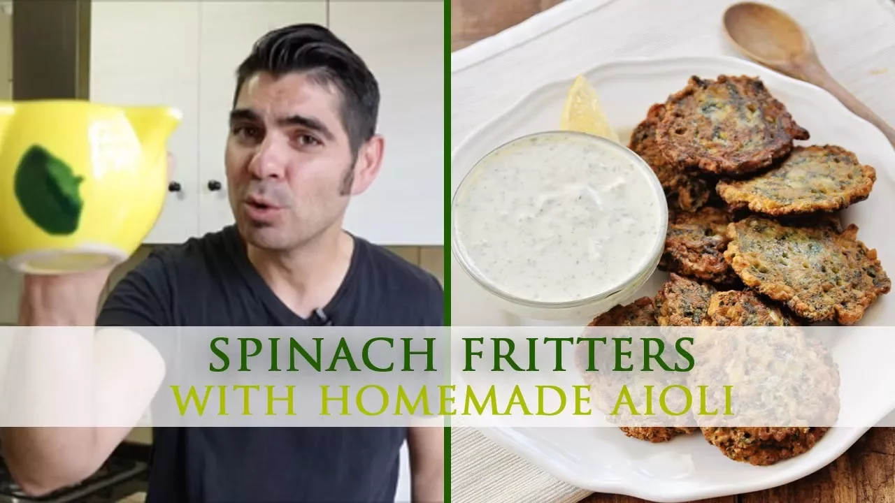 Spinach Fritters Recipe with Homemade Yogurt Aioli