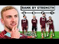 PREMIER LEAGUE FOOTBALLERS RANK THEMSELVES Team Rates West Ham