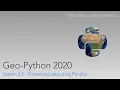 Geo-Python 2020 Lesson 5 2 - Processing data using Pandas