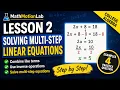 Solving Multi-Step Linear Equations College Algebra Lesson 2 Step-by-Step Tutorial