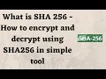 What is SHA 256 - How to encrypt and decrypt with SHA256 using simple tool