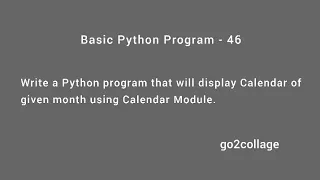 EP 46 Language Python Basic Program I go2collage