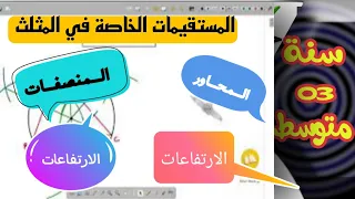 المستقيمات الخاصة في المثلث المحاور المنصفات المتوسطات الارتفاعات للسنة الثالثة متوسط 