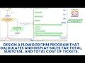Design a Flowgorithm program that calculates sales tax total subtotal and total cost of tickets