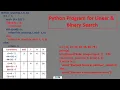 Python Programs Exponentiation Linear Search Binary Search GE8151-PSPP Tamil 41