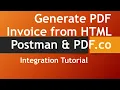Generate PDF Invoice from HTML Template using Postman and PDF co
