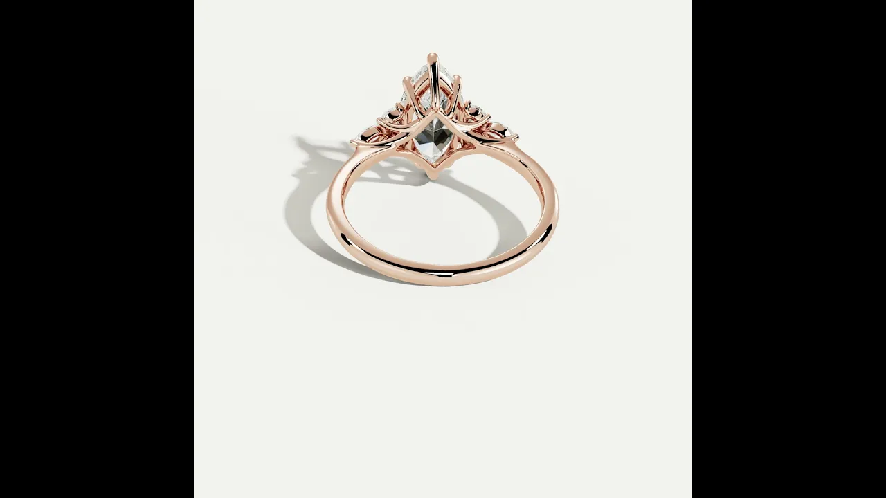 Aurelia丨Marquise Lab-Grown Diamond Engagement Ring with Pear & Round Accents