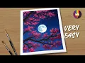 Easy Cherry Blossom Night Painting Serene Acrylics for Beginners