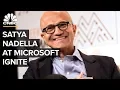 Microsoft Ignite Satya Nadella Bill McDermott And Shantanu Narayen