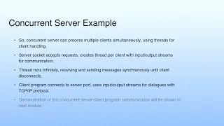 Concurrent Server Example Lecture 48 Networking with Java