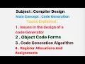 TOPICS Issues in the design of a Code Gen OCF Code Gen Algorithm and RegisterAllocation Assignment