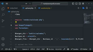 PHP Project to Parse Markdown to HTML PDF Converter in Browser Using DOMPDF in JS