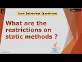 What are the restrictions on static method Java Interview Questions Series Kaliyona In Kannada