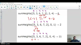 Solution to sumHeights Coding Bat problem