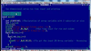 Programming in C Two Dimension Array Run time input Tamil
