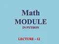 Python Programming Math Module XI Informatics Practices