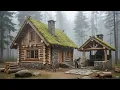 Building a Wooden Log House in the Woods | Full Process