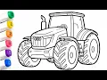 Tractor Coloring Page for Kids Easy Farm Tractor Drawing