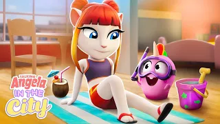 Beach Day at Home 🏖️ Talking Angela: In The City | Cartoons for Kids
