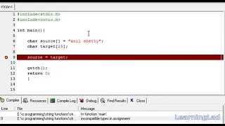 C Programming Language Tutorials for Beginners 46 strcpy Function with Example