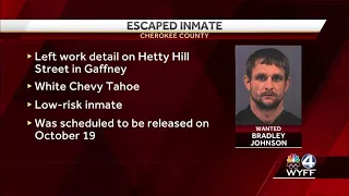 Inmate escapes during work detail in Gaffney sheriff says