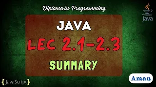 JAVA Week-2 2 1-2 3 Summary Aman