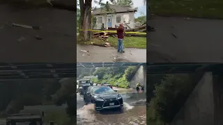 Storm knocks down trees floods roads in South Portland Maine