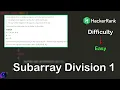 Subarray Division 1 Problem in Java Hacker Rank Interview Preparation 1 Month Preparation Kit