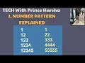 1 Number patterns in java - Program to print number pattern with for loop