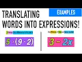 Practice Problems Convert Words to Algebraic Expressions