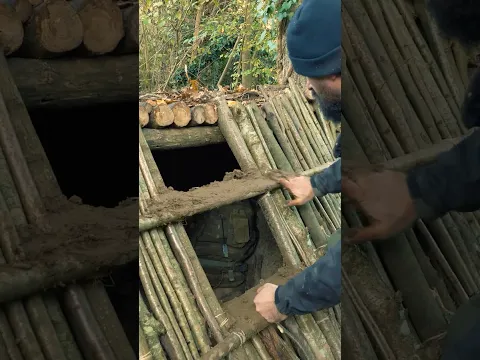 Warm Shelter full build. #building #survival #shelter
