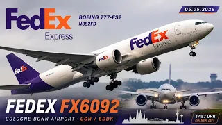 Heavy FedEx 777F Departure N852FD Taking Off at Cologne Bonn CGN