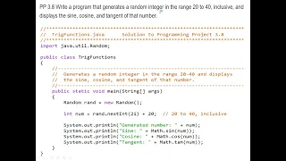 Java Program Using Java Floor Ceil Sine Cosine Tangent and Random Classes to solve problem