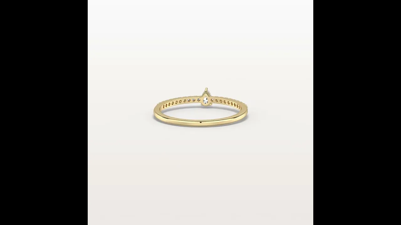 Petite Pear Lab Diamond Pavé Ring in 14K Gold/Platinum