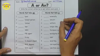 Words that take A not AN || Articles a an || Splendidmoms