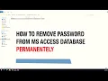 how to remove password from MS Access database permanently decrypt MS Access Database