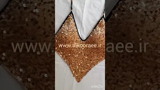 ست شورت و نیمتنه سوتین مخمل طلایی پولک دار فانتزی سوتین Lingeri شورت لباسخواب 