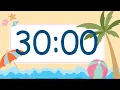 30 Minute Cute Summer Beach Timer Ocean Wave Sound at End